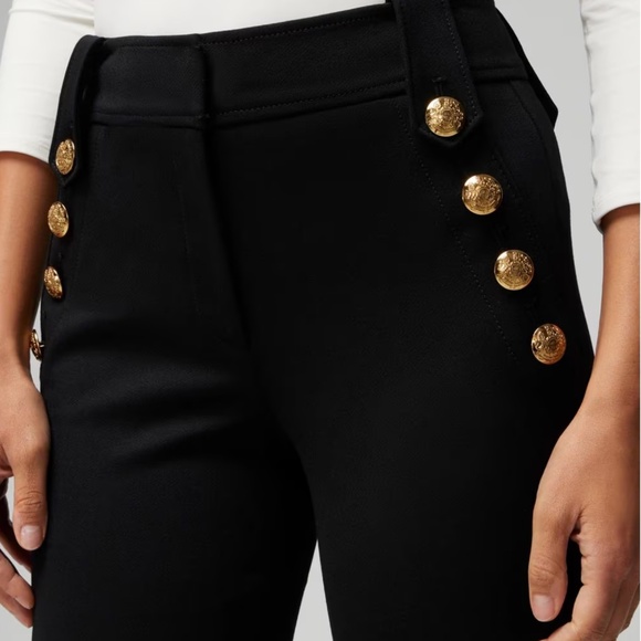 NEW WHBM JOLIE BUTTON STRAIGHT LUXE STRETCH BLACK PANT - Picture 2 of 16